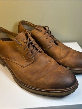 Clarks Clarkdale Moon Men’s Brown Leather Plain Toe Derby Shoes Size 9.5